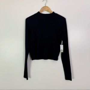NWT BP Black Rib Knit Mock Neck Crop Top